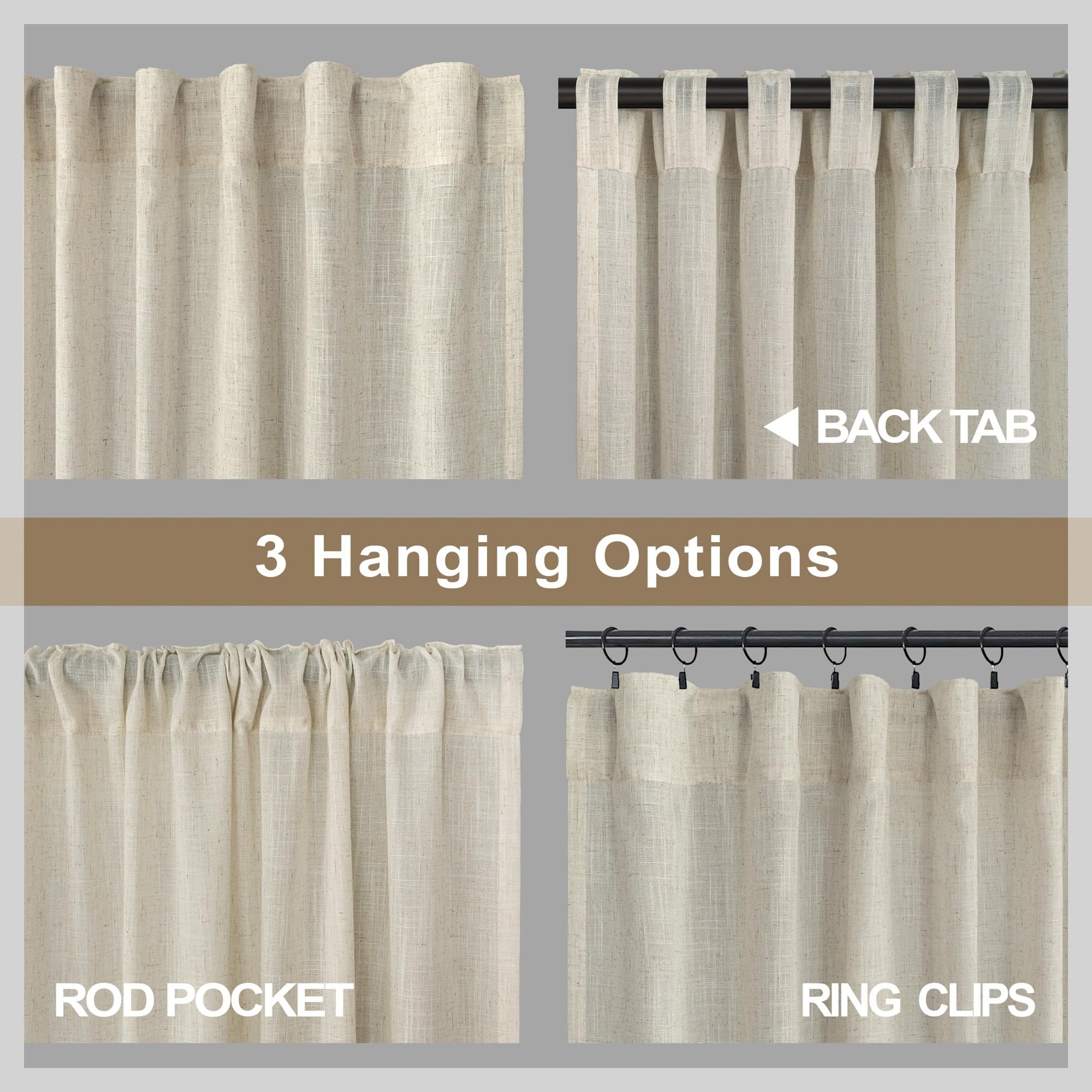 Pitalk flax linen curtains 3 inch rod pocket hanging detail for classic look