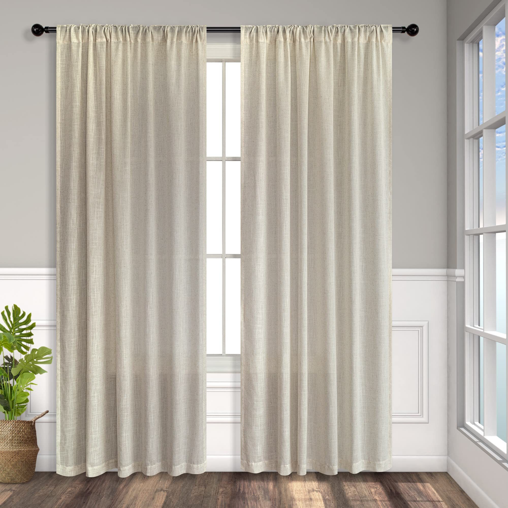 Pitalk flax linen curtains tan-beige finish complements neutral decor