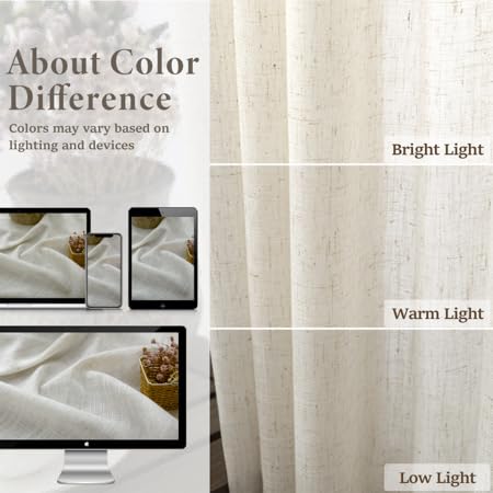 Pitalk linen curtains rod-pocket hanging for classic style and easy installation