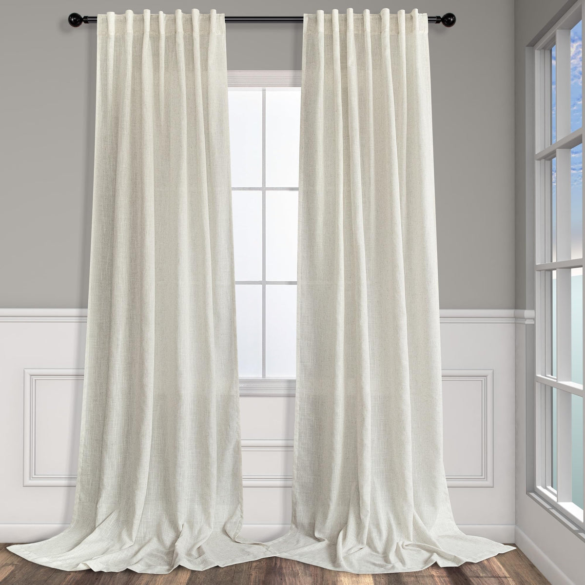 Pitalk natural linen curtains two-panel set for large windows with soft light filtering