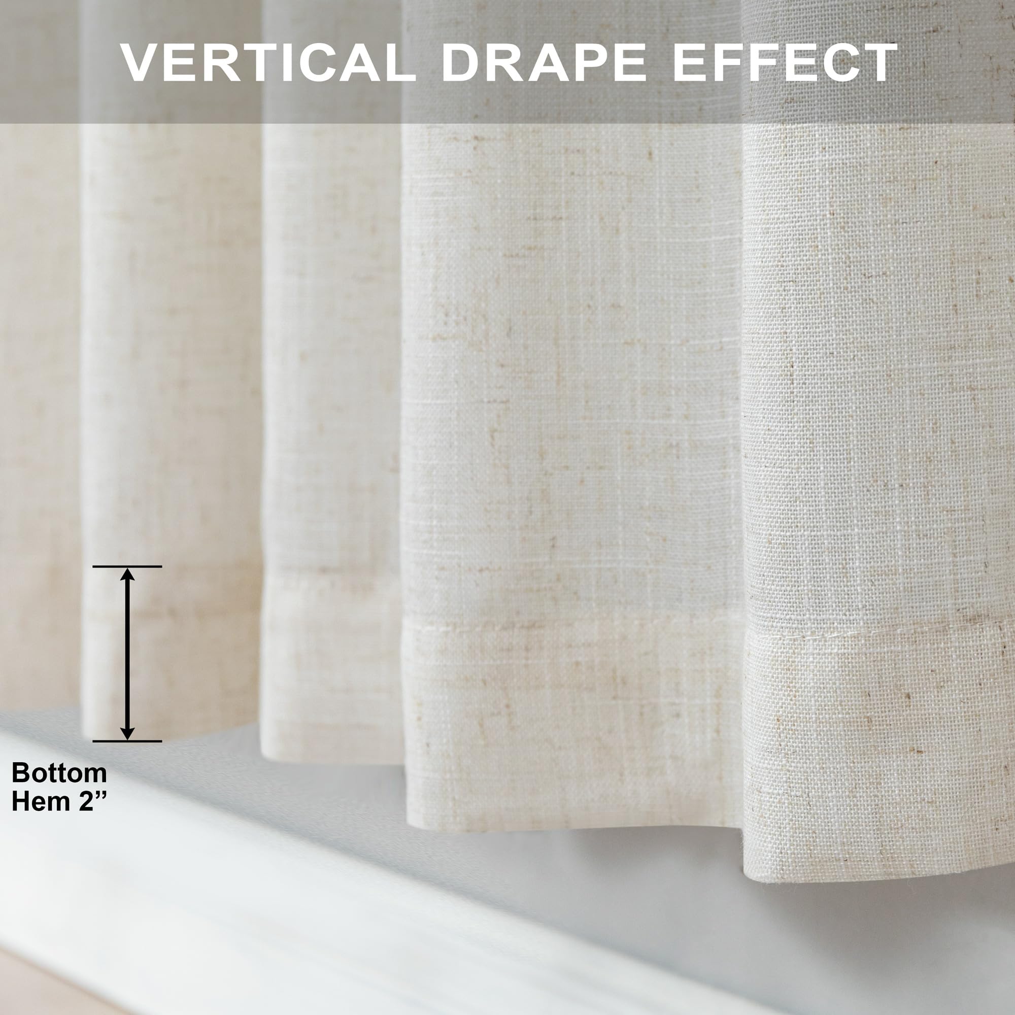 Neutral cream Pitalk linen drapes suit rustic, cottage, and modern spaces.