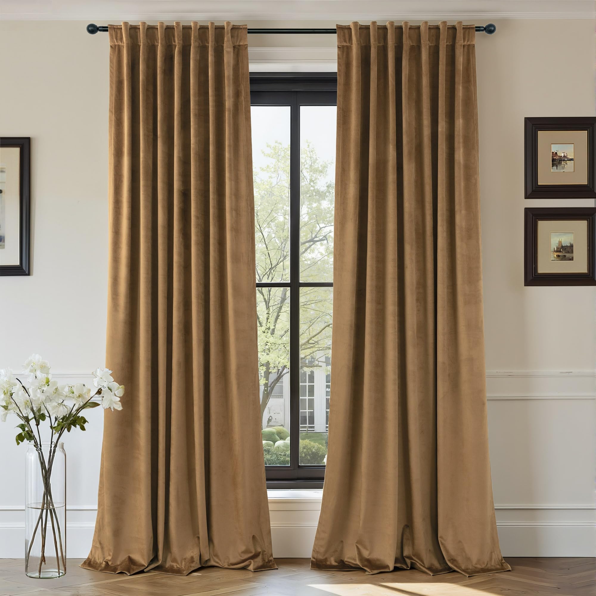 Pitalk velvet curtains with backtab drape showing an elegant pleat and premium feel.