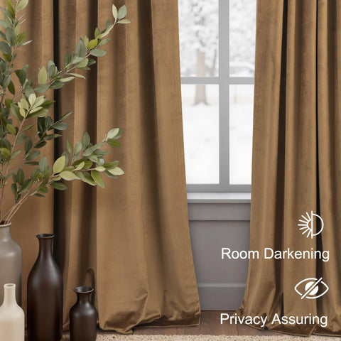 Pitalk velvet curtains block sunlight for room darkening and restful evenings.