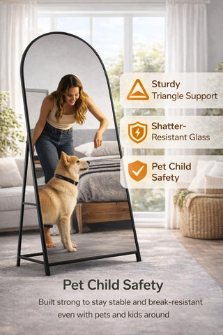 PIUDOC aluminum frame keeps the mirror lightweight yet durable.