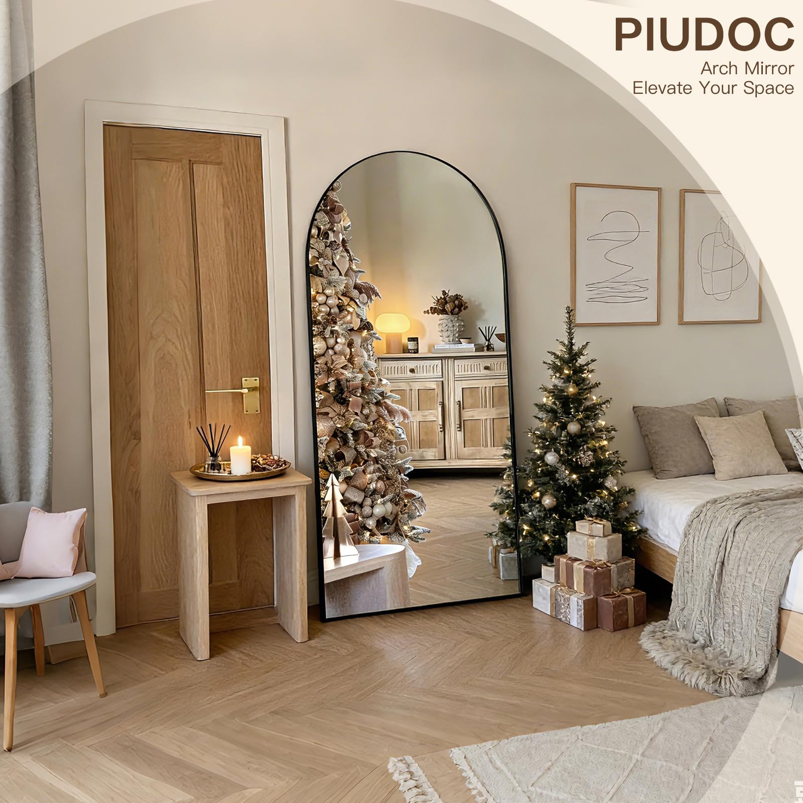 PIUDOC versatile full-length mirror ideal for bedrooms and living rooms.