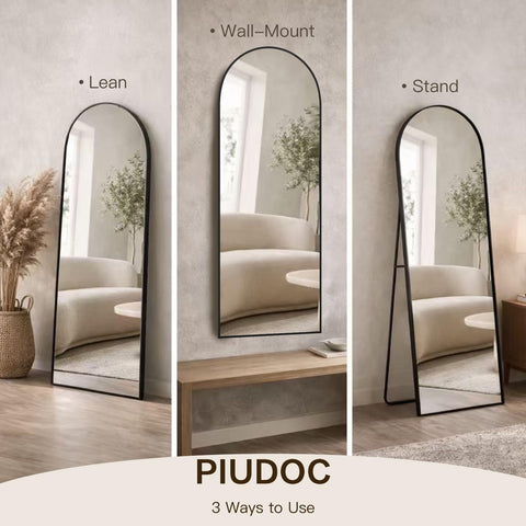 PIUDOC reinforced multi-purpose mirror offers stable setup for wall or floor.