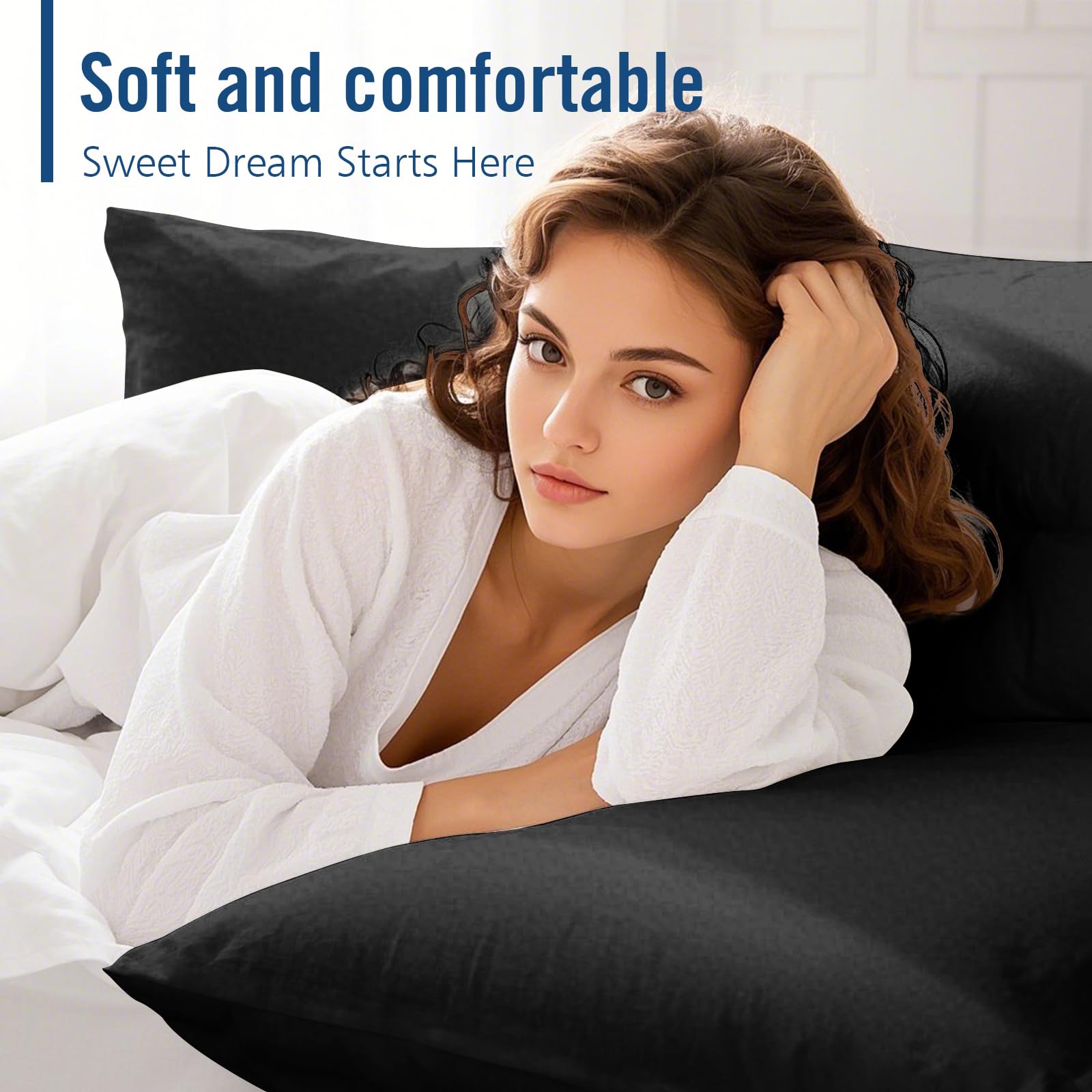 Piwaal bed pillow king 4-pack closeup fabric texture and softness