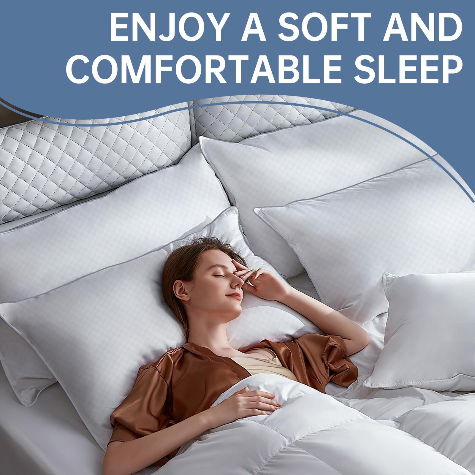 Piwaal bed pillows vacuum-pack demo highlights quick fluff restoration.