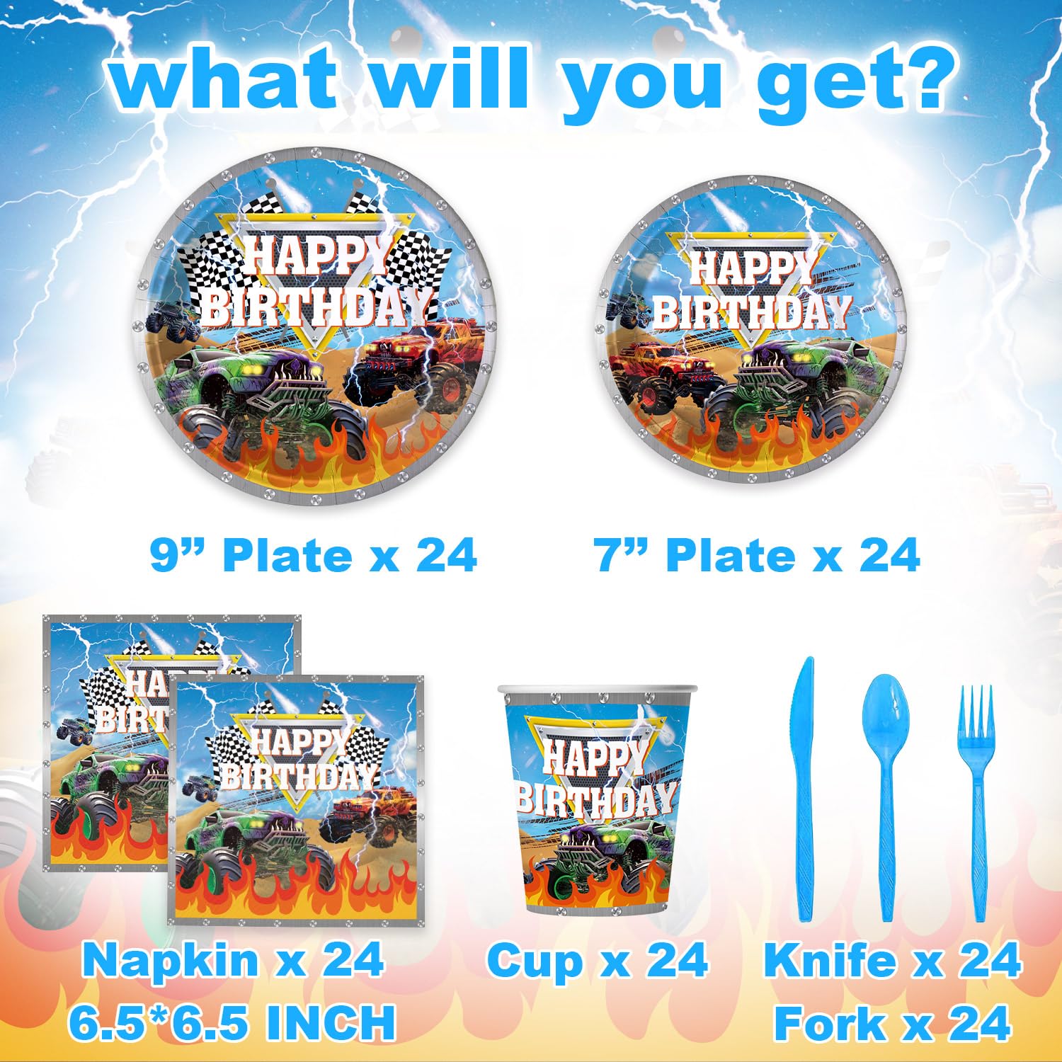 PIXEL PLUNGE Monster Truck snack plates with bright graphics for quick servings.