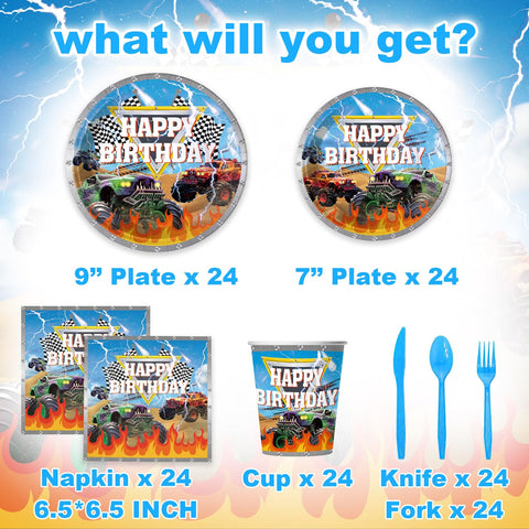 PIXEL PLUNGE Monster Truck snack plates with bright graphics for quick servings.