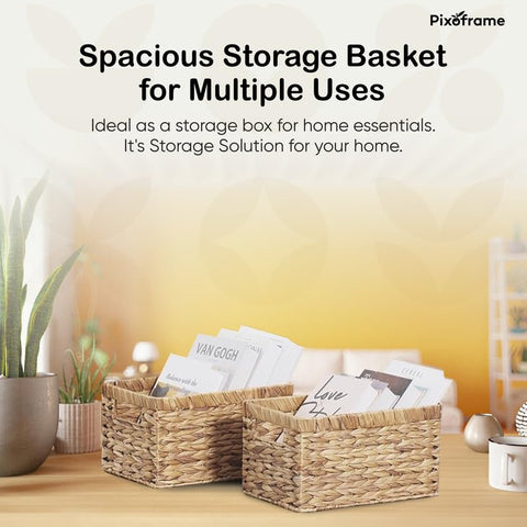 Pixoframe basket blanket organization featuring breathable natural weave