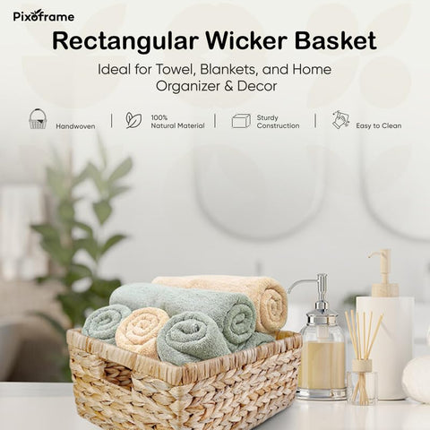 Pixoframe basket towel storage with ample space and easy access