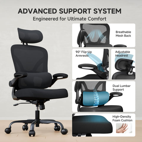 PKPT breathable mesh back and high-density foam seat keep cool.
