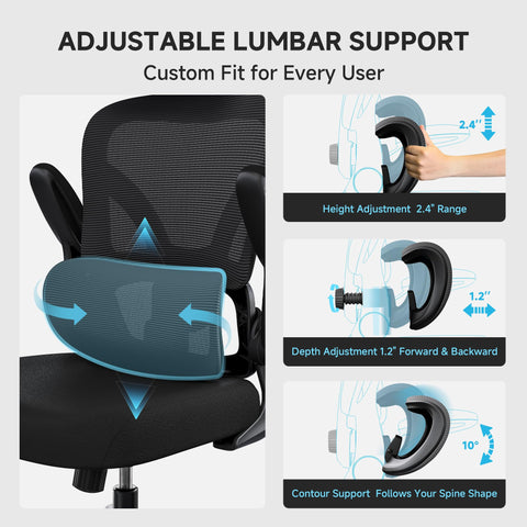PKPT flip-up armrests offer space-saving support when not needed.