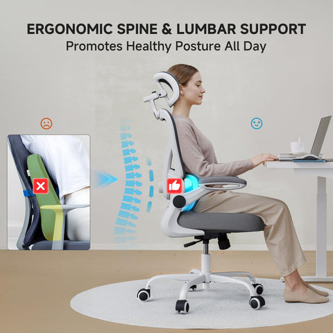 PKPT chair headrest adjusted for neck alignment during tasks