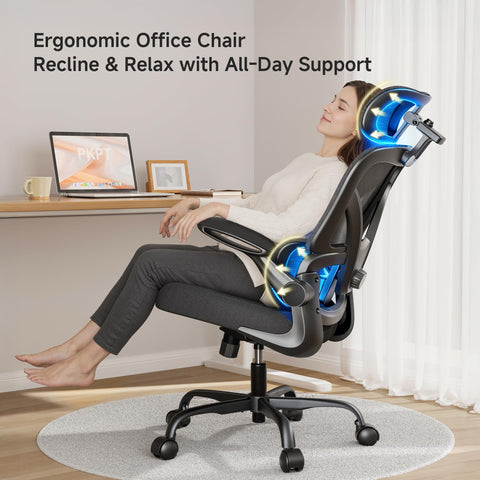 PKPT ergonomic office chair lumbar support aligns your spine.