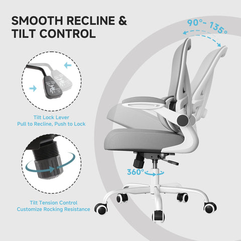 PKPT Mesh Office Chair 360-degree swivel and rubber casters glide smoothly.
