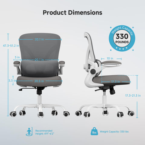 PKPT Mesh Office Chair adjustable lumbar support promotes proper posture.