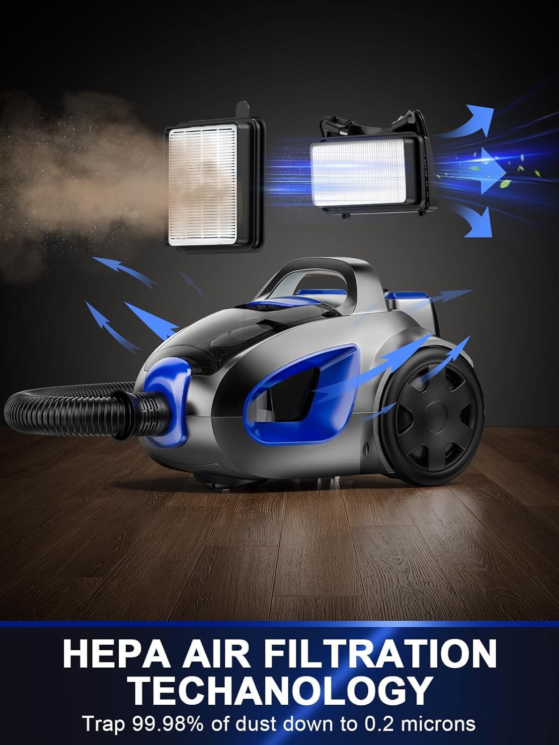 PKUYIE dual HEPA filtration captures fine dust and allergens