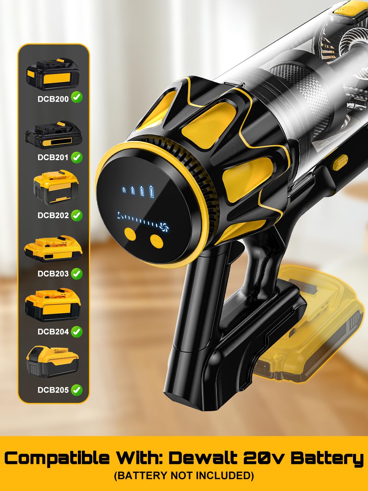 PKUYIE LED display shows real-time suction modes and battery status.