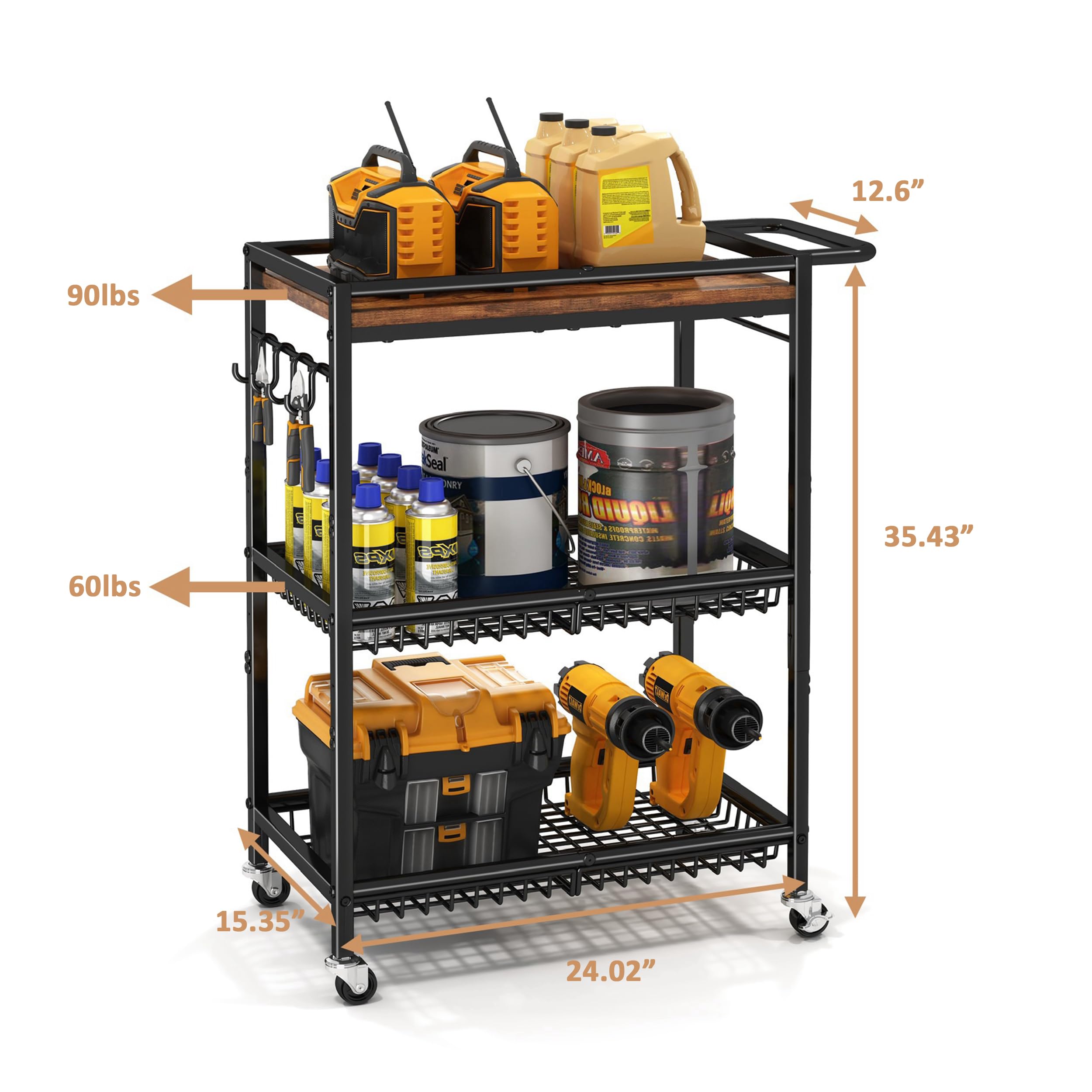 Pkuyres cart with lockable wheels provides secure placement during meal prep