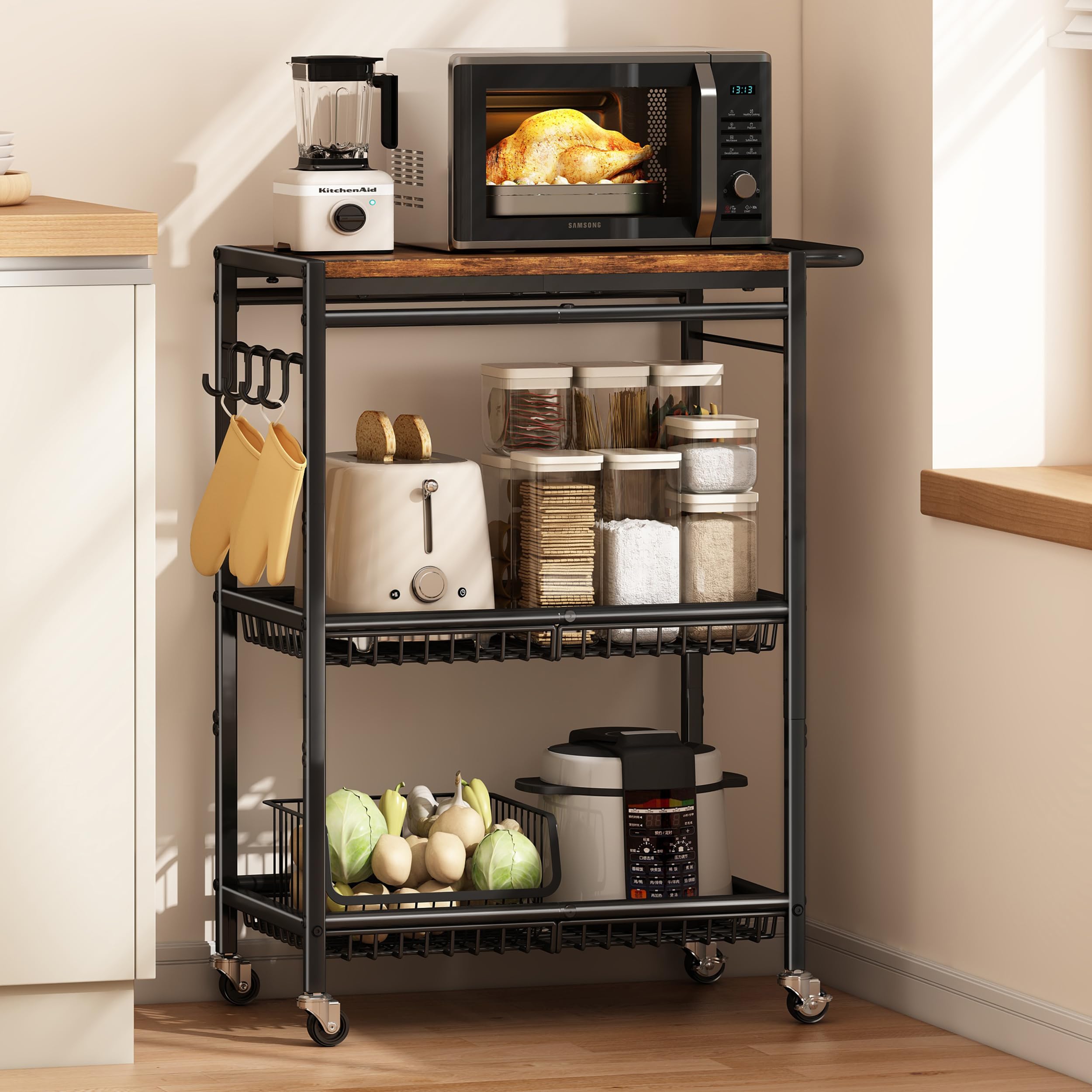 Pkuyres kitchen island cart serves dining, living, and office spaces