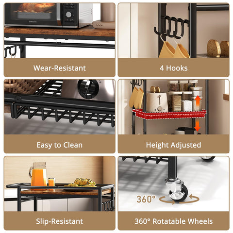 Pkuyres versatile storage cart moves between kitchen, dining, and patio