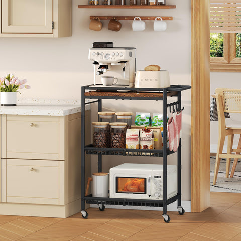 Pkuyres vintage-inspired utility cart combines wood and iron for stylish storage