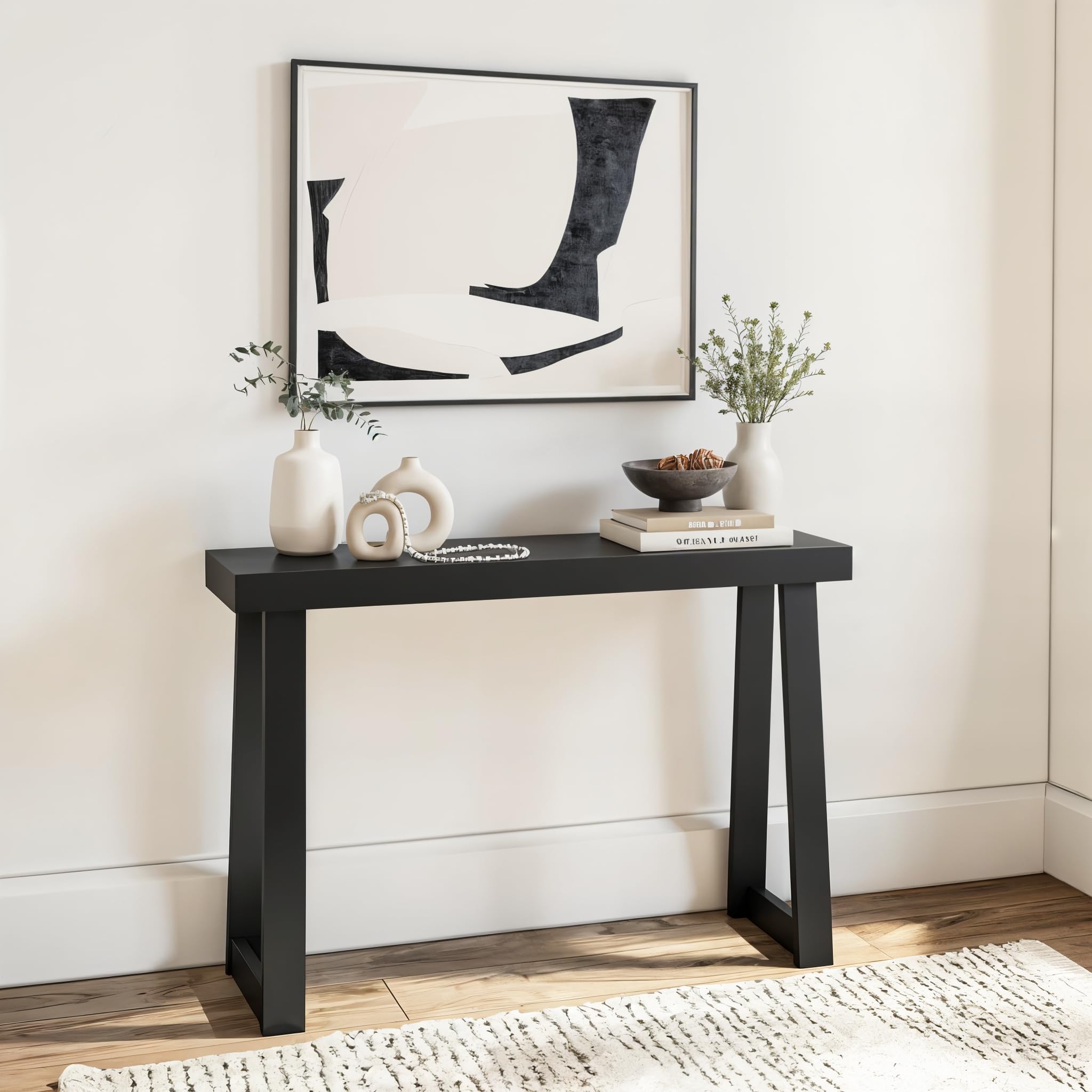 Plank+Beam Classic Console Table pine top, 46-inch length, durable surface for daily use.