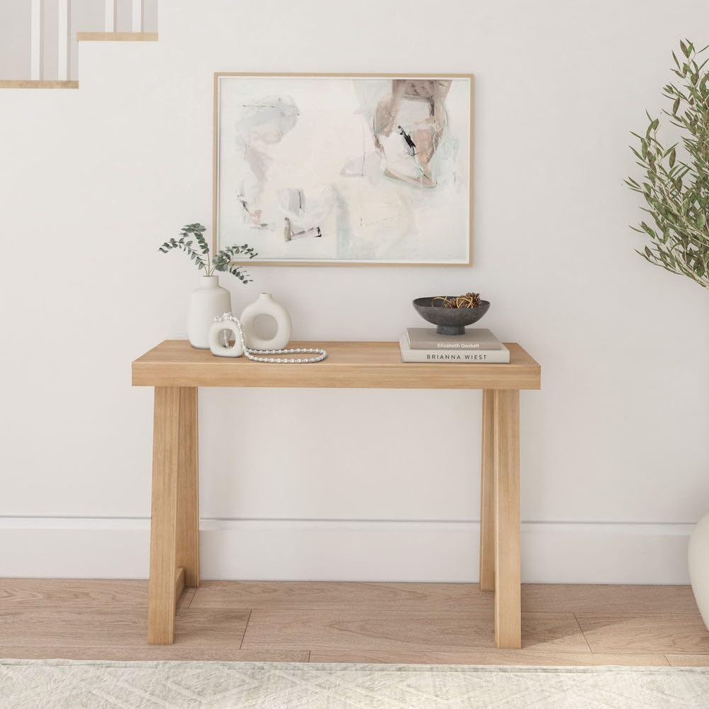 Plank+Beam classic console table side-angle view highlighting knot-free pine.