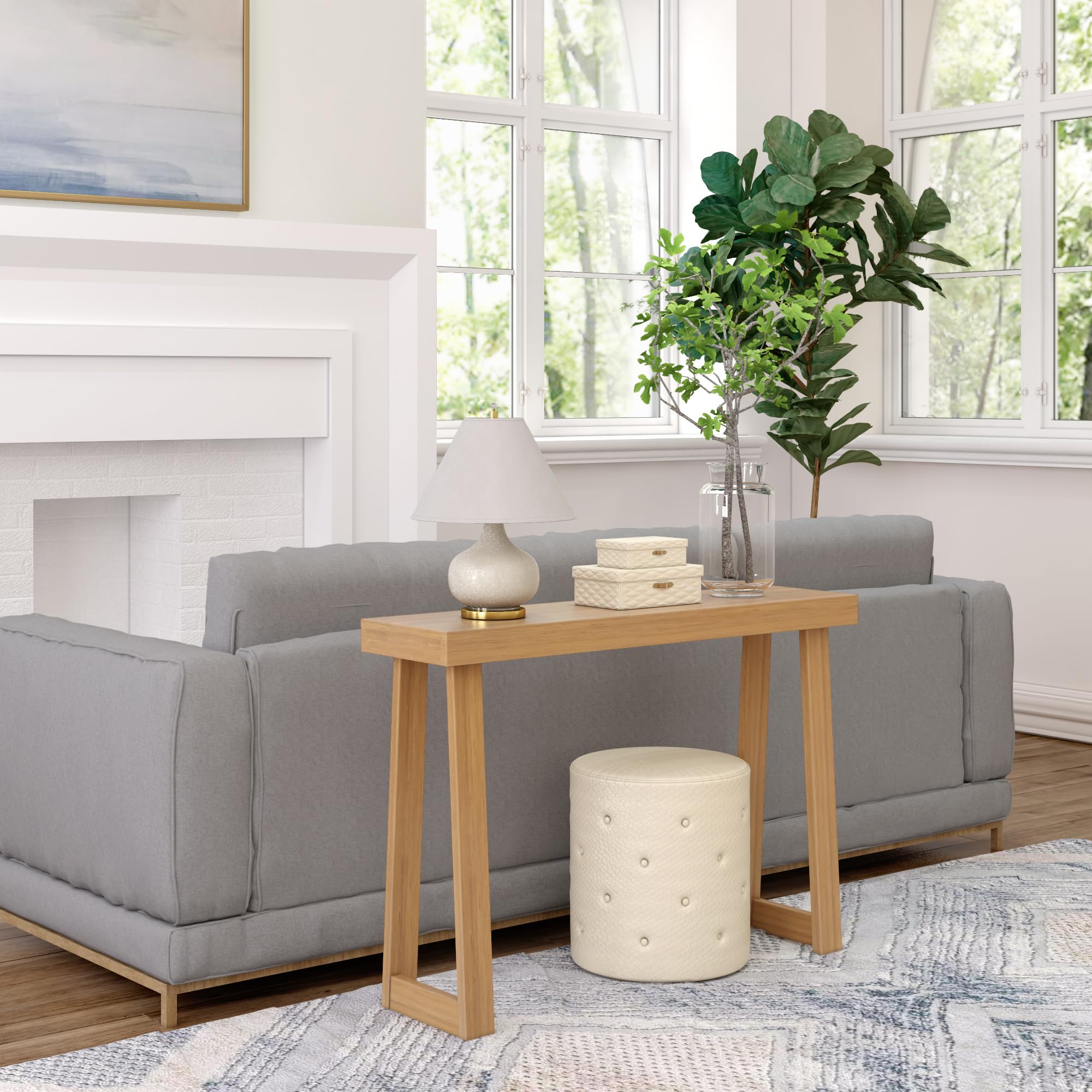 Plank+Beam detailed side view highlights sturdy 32-inch height.