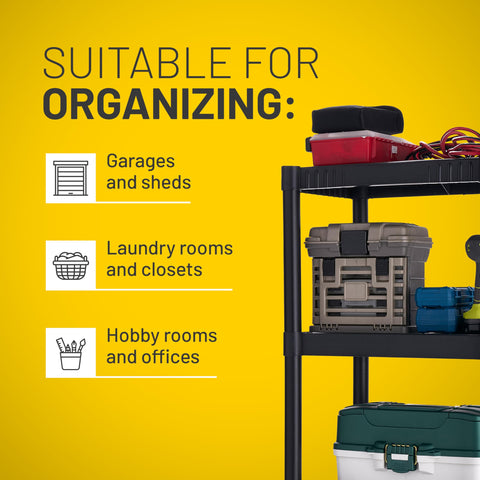 Plano interlocking shelves design expands storage when needed.