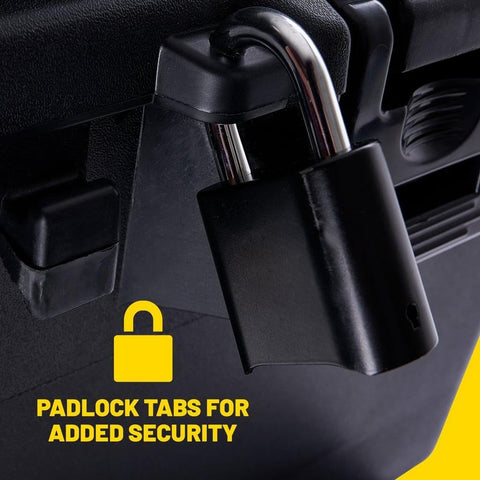Lockable latches on Plano trunk providing added security for gear.