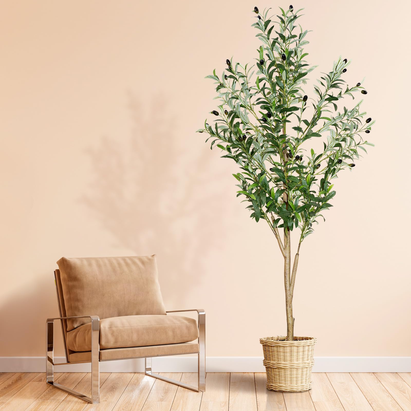 Plantsworld 6ft olive tree with realistic trunk for home or office decor
