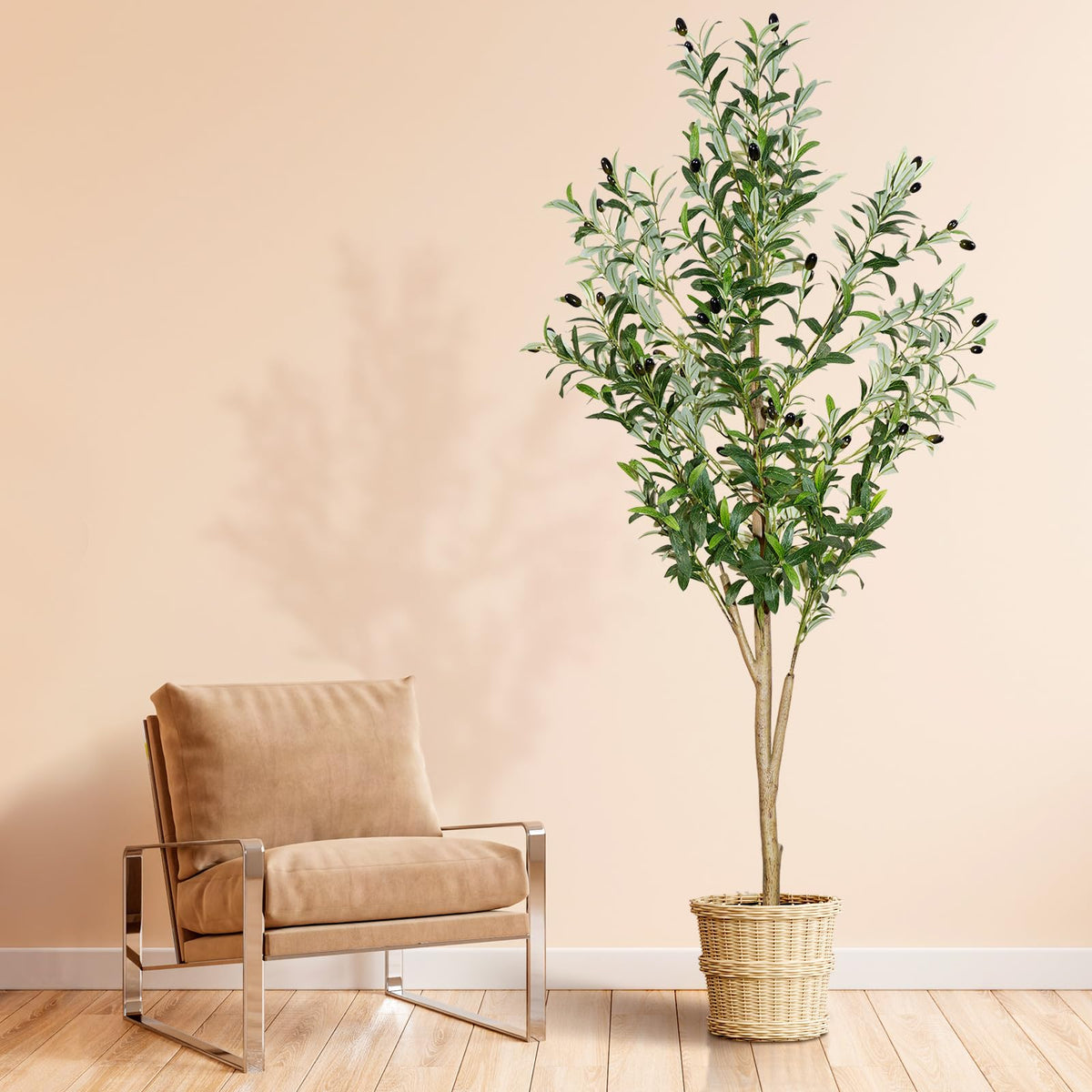 Plantsworld 6ft olive tree with realistic trunk for home or office decor