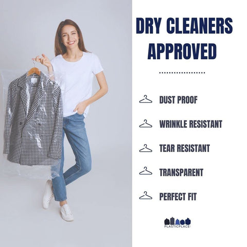 Plasticplace clear garment bags perforated top edge simplify packing and organization.