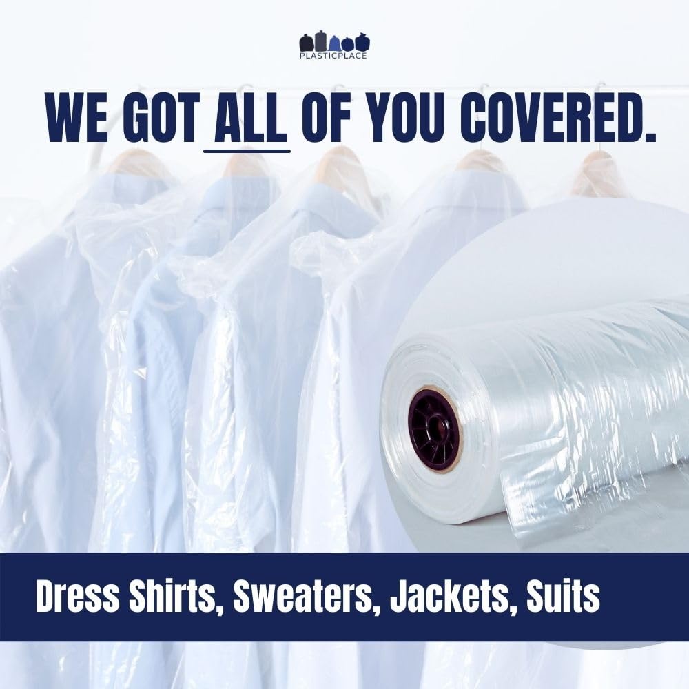 Plasticplace garment bags provide dust and dirt protection for dresses and suits.