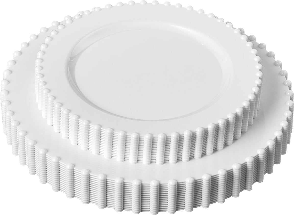 PLASTICPRO 7-inch dinner plate for elegant disposable dining at events.