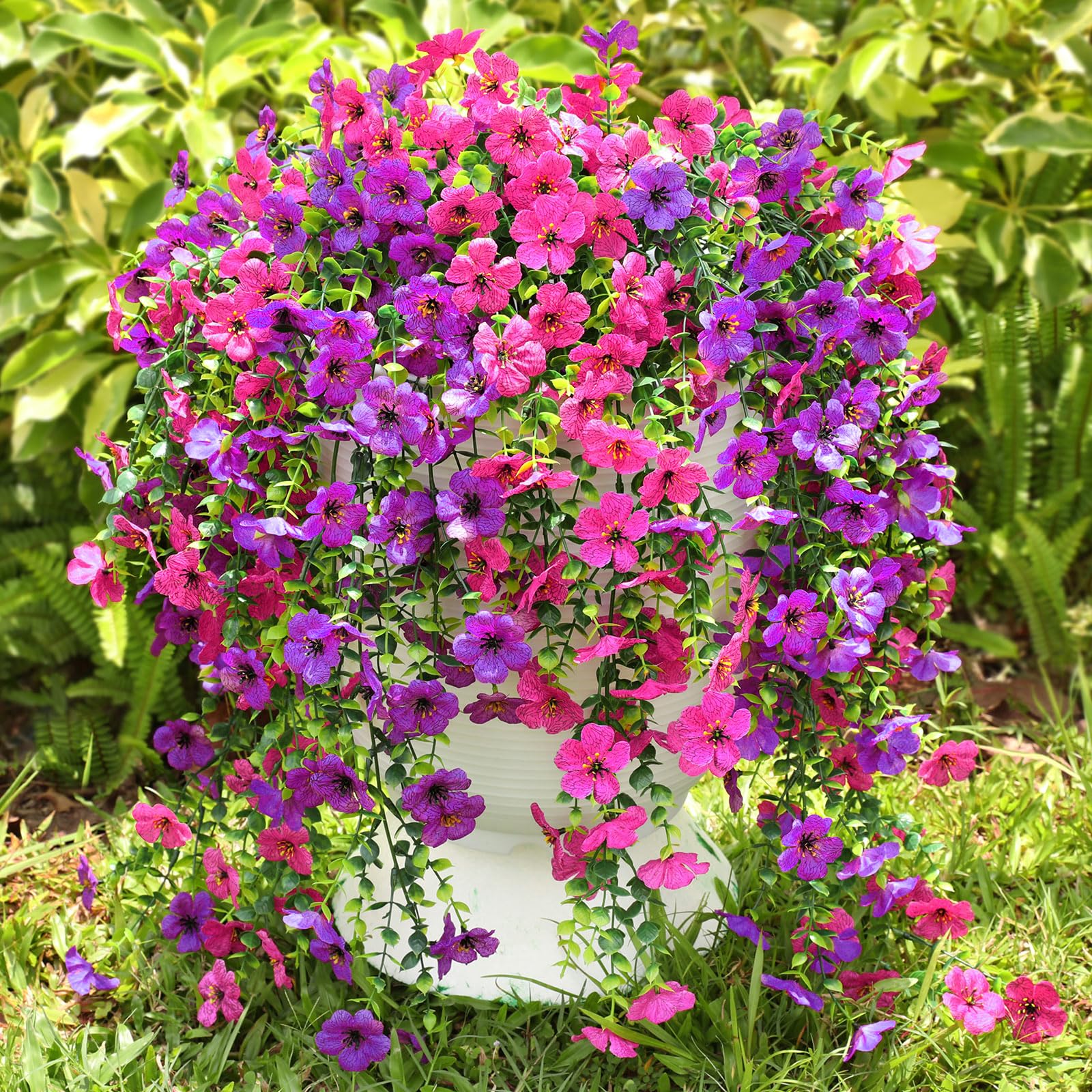 Playieer artificial flowers outdoors six bundles with vivid color year-round.
