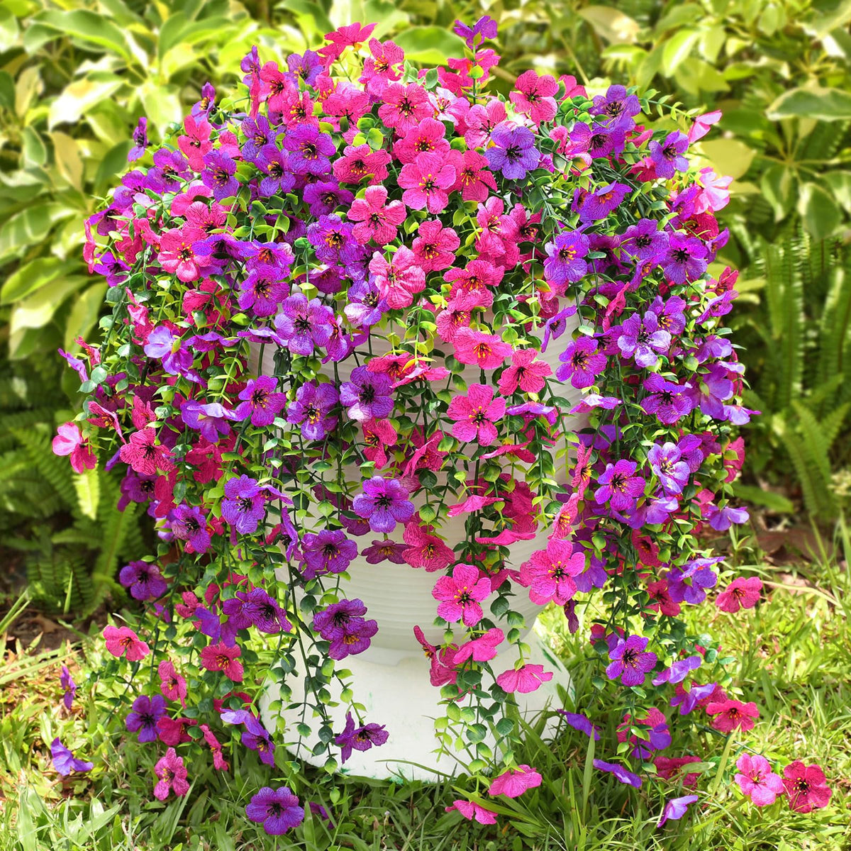 Playieer artificial flowers outdoors six bundles with vivid color year-round.
