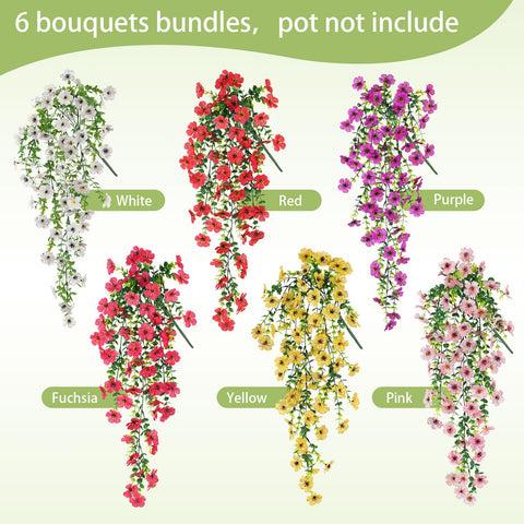 Playieer red artificial flower bundle adds vibrant color to backyard hanging planters
