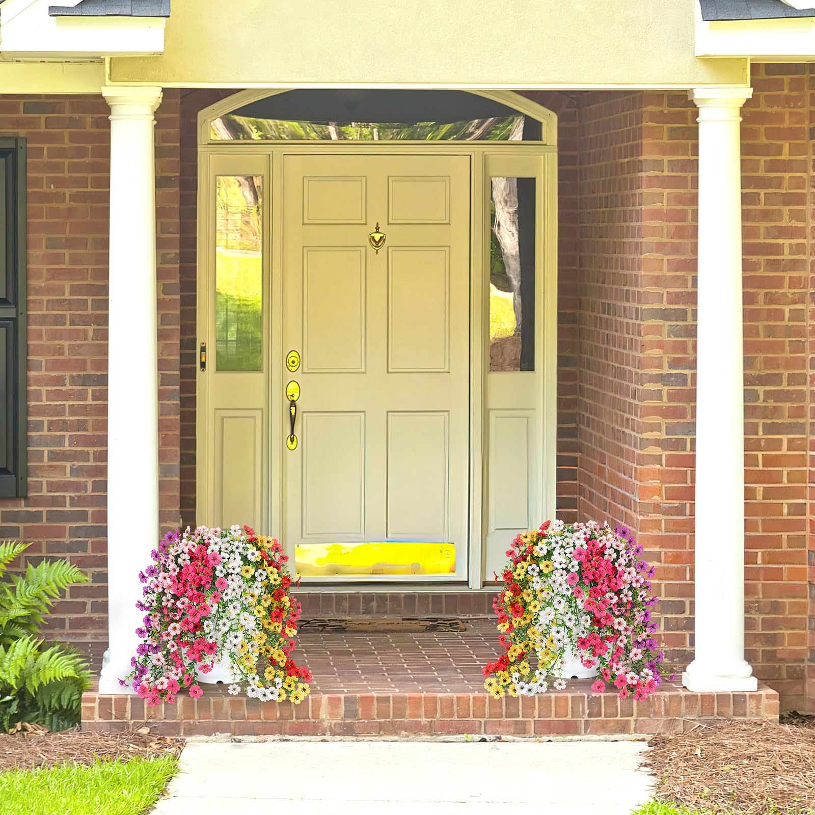 Playieer yellow artificial flower bundle brightens outdoor spaces and entryways