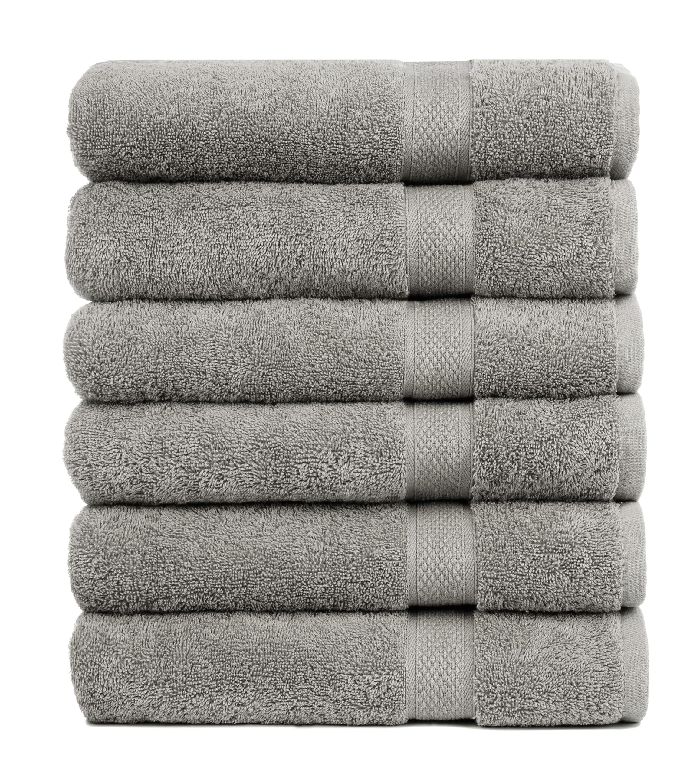 Pleasant Home bath towels 6-pack in gray, soft and absorbent for home or gym.
