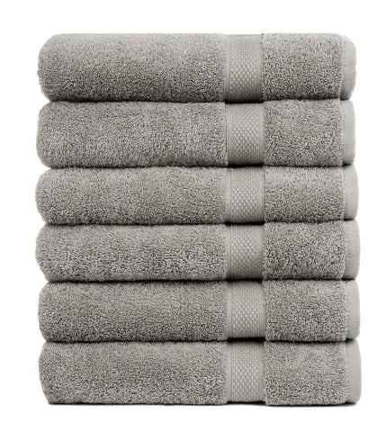 Pleasant Home bath towels 6-pack in gray, soft and absorbent for home or gym.