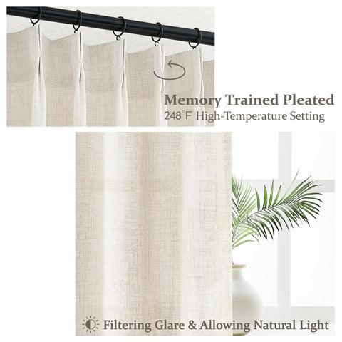 PleatedDrapes bedroom setup with curtains providing privacy and soft light