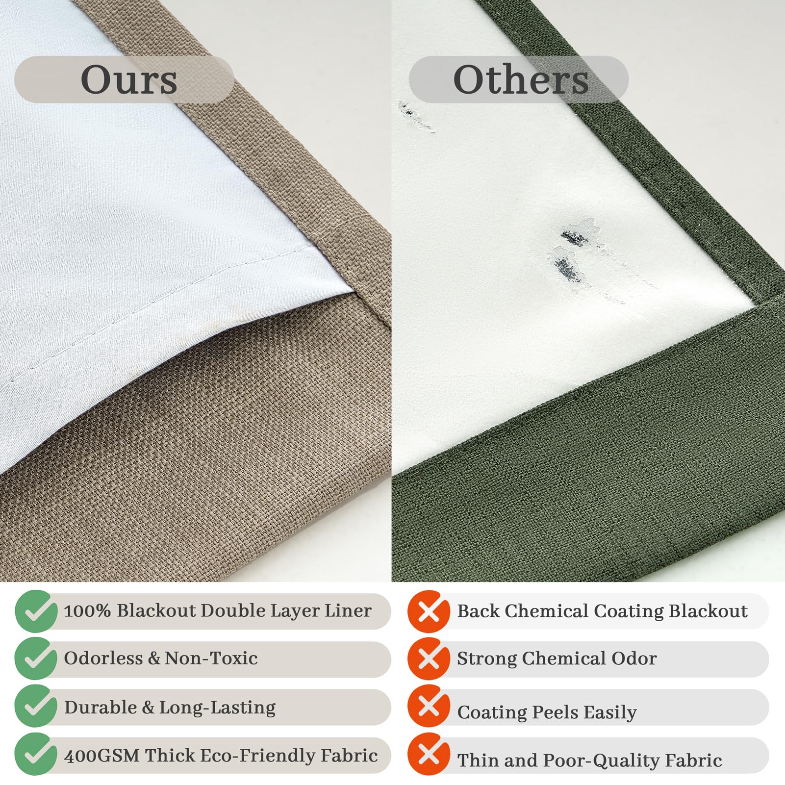 PleatedDrapes easy-care linen blend simplifies washing and wrinkle resistance in daily use.