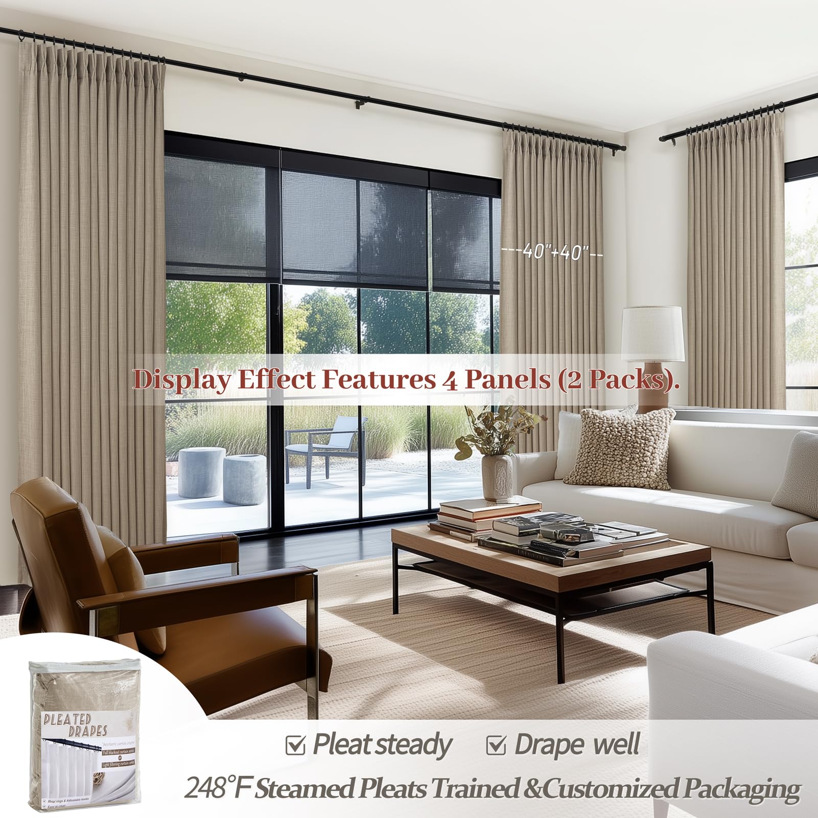 PleatedDrapes floor-to-ceiling drapes drape beautifully with deep folds and elegant silhouette.