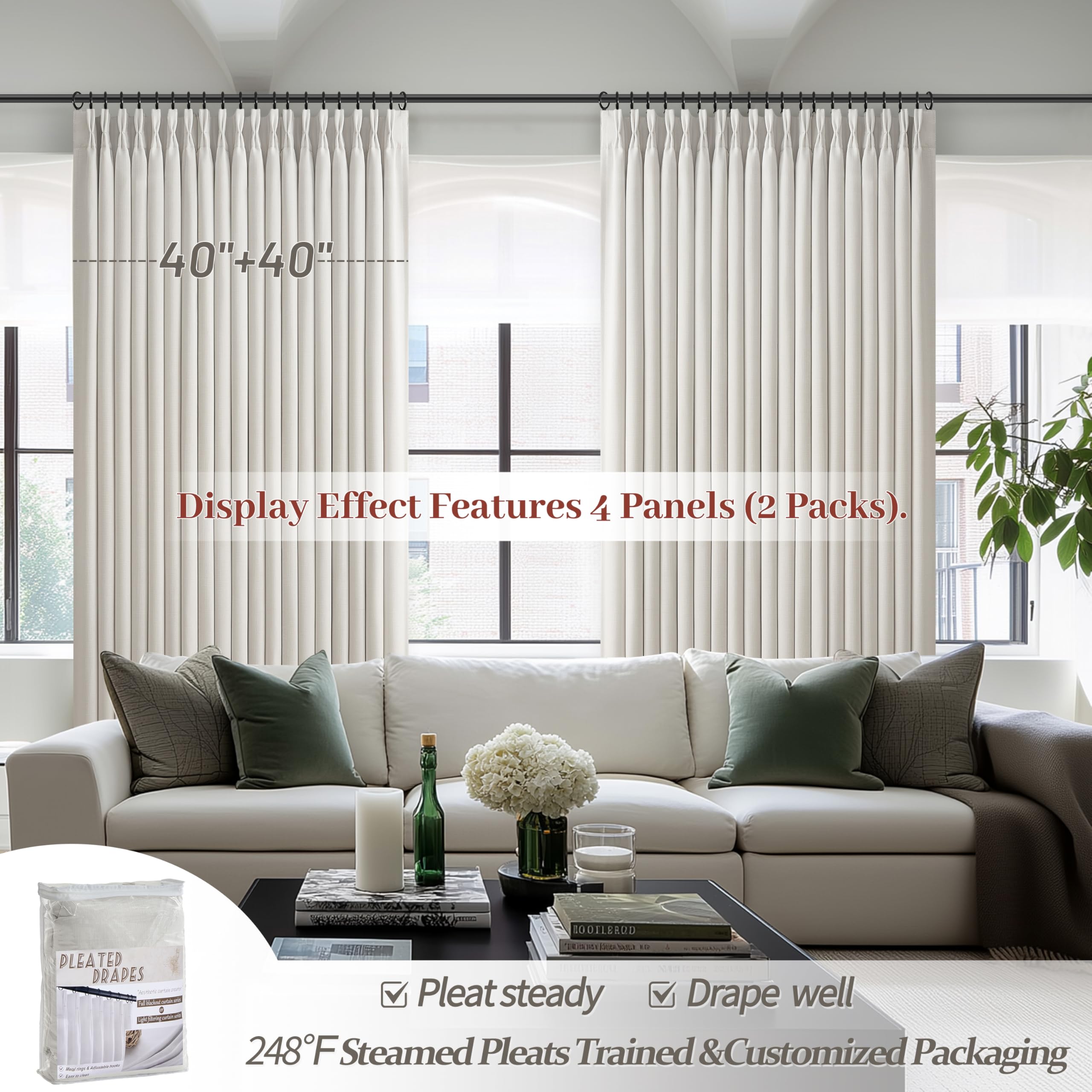 PleatedDrapes soft light glow through curtains creating cozy ambiance