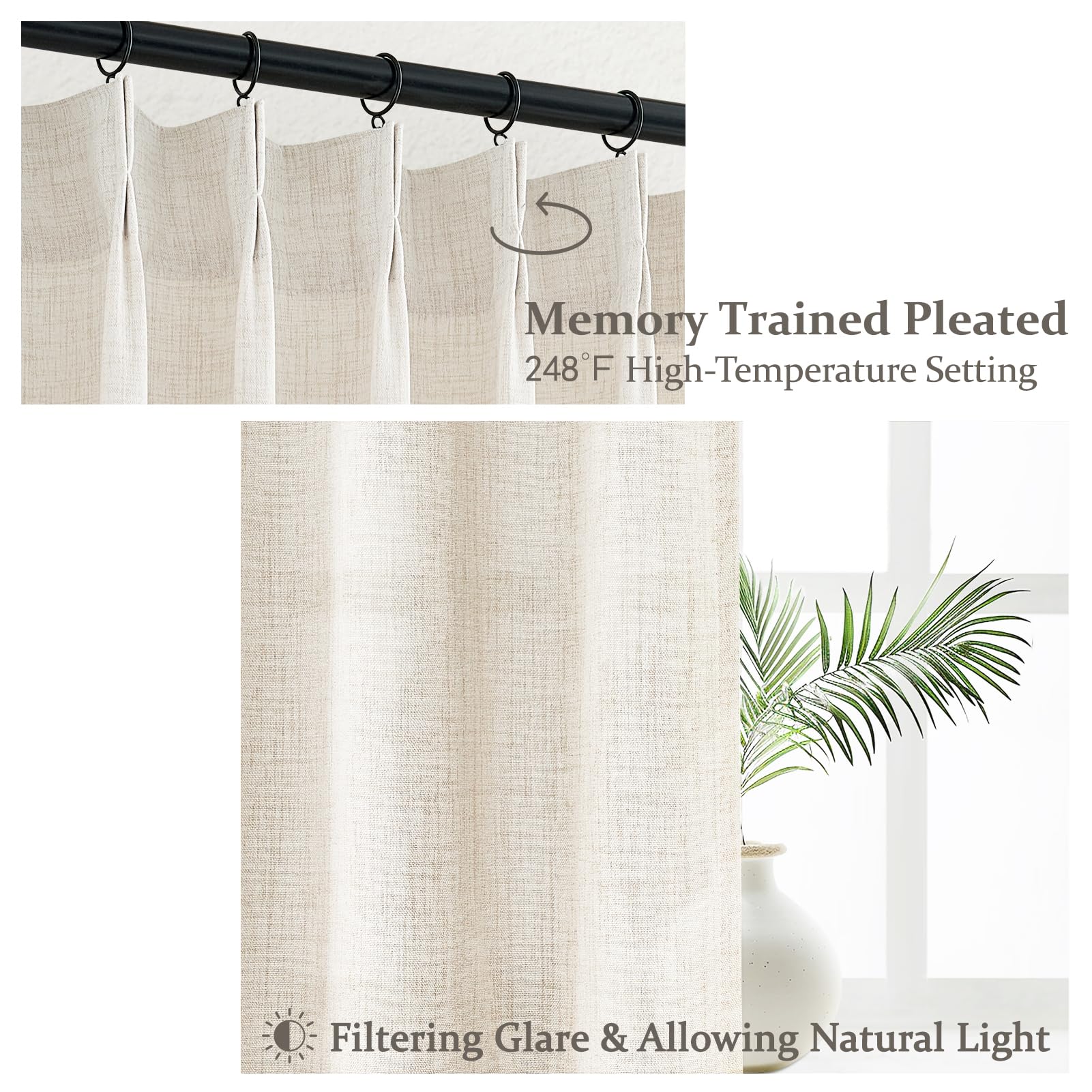 PleatedDrapes memory-pleat training curtain retains shape after use