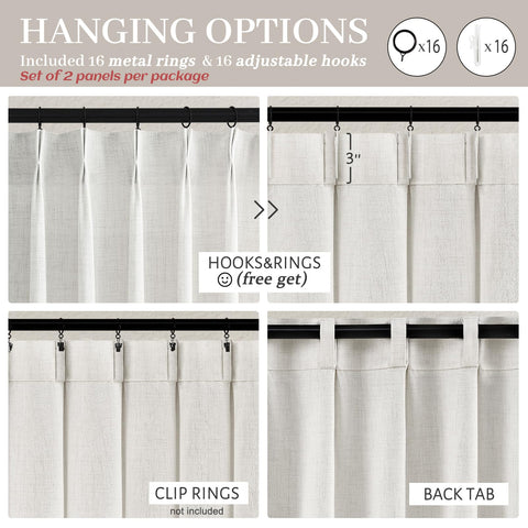 300gsm linen-poly blend texture highlights durability for PleatedDrapes curtains.